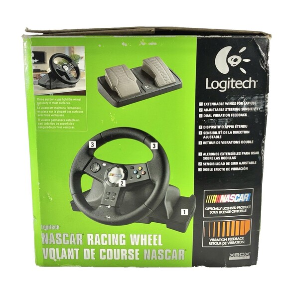 Logitech Nascar Racing Wheel and Pedals for Original Xbox in OEM Box Tested - Picture 14 of 16